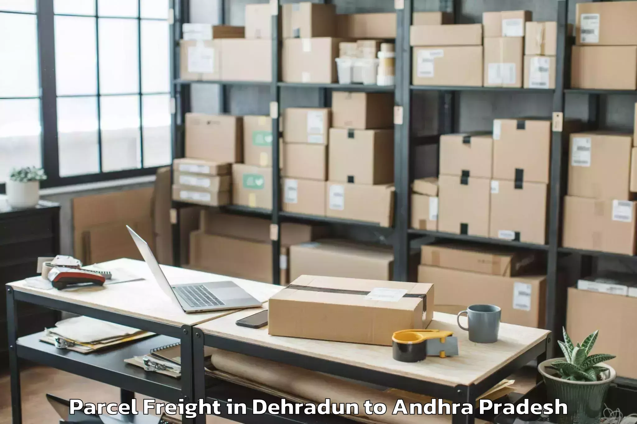 Reliable Dehradun to Nidamanur Parcel Freight